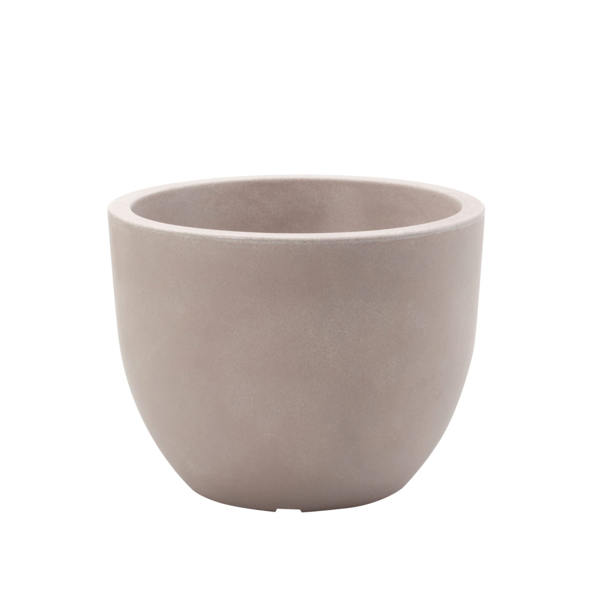 Italiaanse ronde plantenbak. Taupekleurige pot. Afmeting 30x23